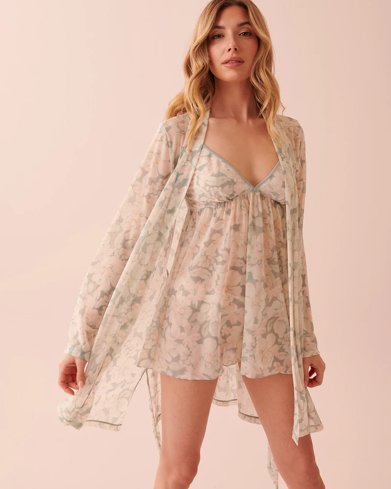 Kimono en résille imprimée