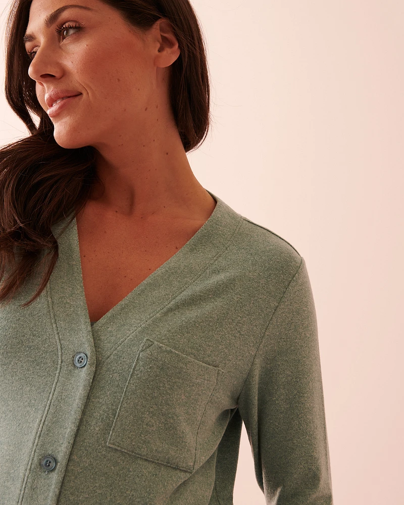 Cardigan long boutonné en fibres recyclées