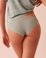 Culotte cheeky côtelée bordure de dentelle