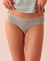 Culotte cheeky côtelée bordure de dentelle