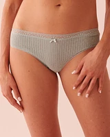 Culotte cheeky côtelée bordure de dentelle