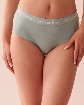 Culotte bikini taille haute coton et bande élastique logo