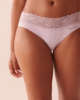 Culotte bikini coton et bande de dentelle