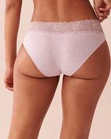 Culotte bikini coton et bande de dentelle