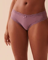 Culotte cheeky microfibre et bordure de dentelle