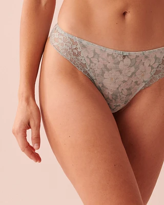 Lace and Mesh Thong Panty