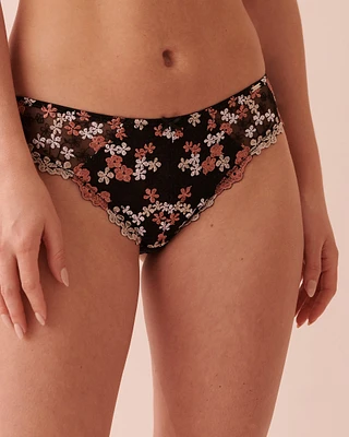 Culotte bikini résille brodée