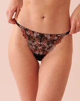 Culotte string ajustable résille brodée