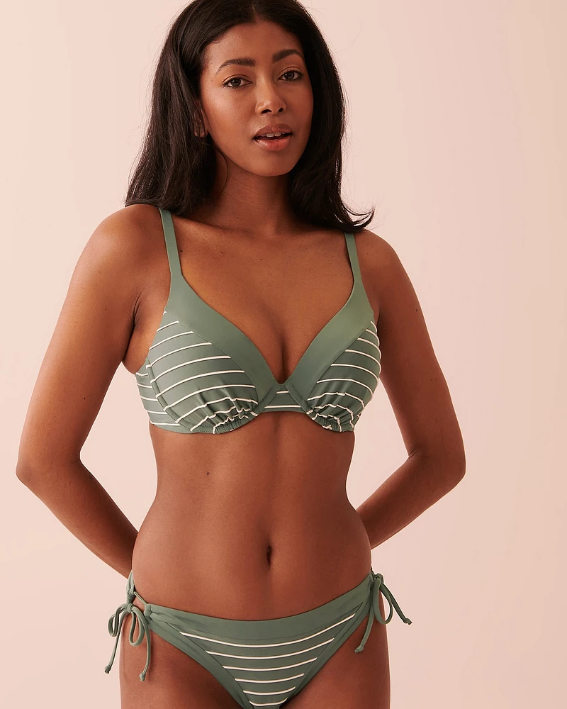 STRIPED Plunge Bikini Top