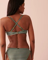 STRIPED Plunge Bikini Top