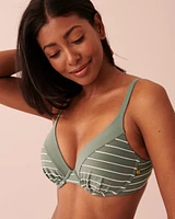 STRIPED Plunge Bikini Top