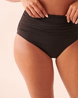 SOLID Draped High Waist Bikini Bottom