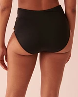 SOLID Draped High Waist Bikini Bottom