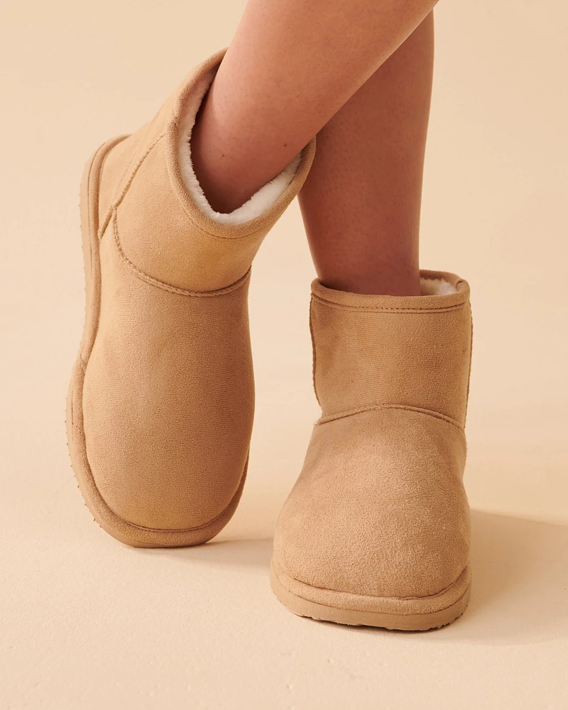 Faux Suede Bootie Slippers