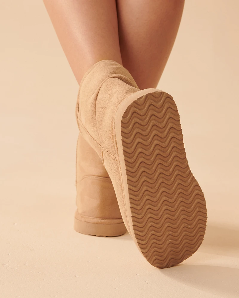 Faux Suede Bootie Slippers