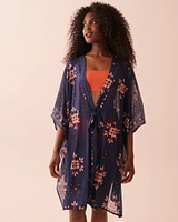 Printed Mesh Cut-out Caftan