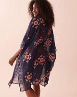 Printed Mesh Cut-out Caftan