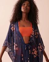 Printed Mesh Cut-out Caftan