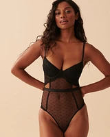 Swiss Dot Mesh and Lace Push-up Teddy