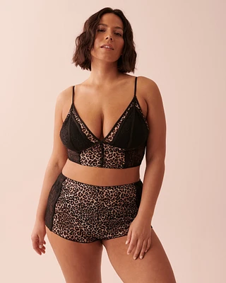 Leopard Print Mesh and Lace 2-piece Set