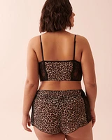 Leopard Print Mesh and Lace 2-piece Set