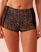 Leopard Print Mesh and Lace 2-piece Set