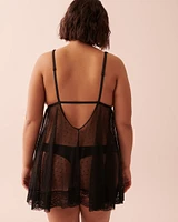 Swiss Dot Mesh and Lace Babydoll