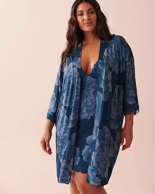 Kimono bordure de dentelle en fibres recyclées