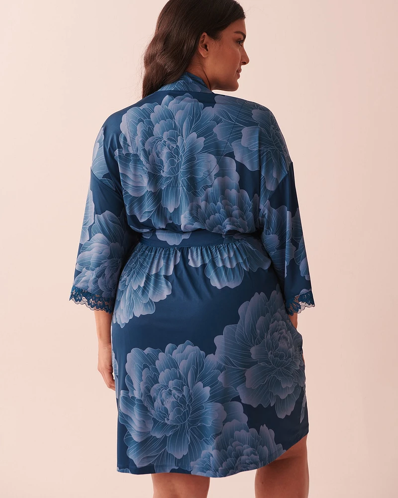 Kimono bordure de dentelle en fibres recyclées