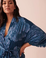 Kimono bordure de dentelle en fibres recyclées