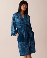 Kimono bordure de dentelle en fibres recyclées