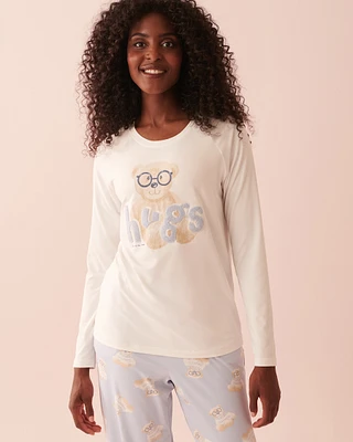 Chandail manches longues ultra doux à motif ourson intello