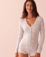 Combi-short ultra doux à motif ourson intello