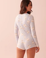 Combi-short ultra doux à motif ourson intello