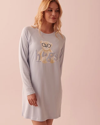 Chemise de nuit ultra douce à motif ourson intello