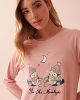 Chemise de nuit manches longues ultra douce à motif hibou