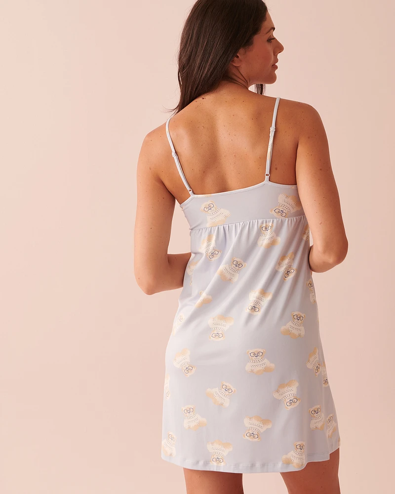 Nerdy Bear Print Super Soft Nightie