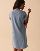 Chemise de nuit manches courtes à motif ourson intello