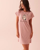 Chemise de nuit manches courtes à motif hibou