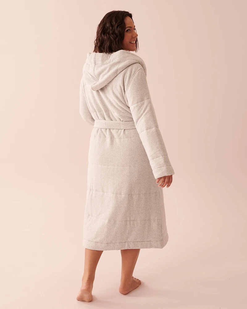 Robe de chambre matelassée à capuchon en tricot doux