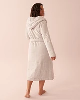 Robe de chambre matelassée à capuchon en tricot doux