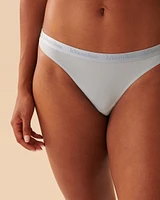 Microfiber and Logo Elastic Band Thong Panty