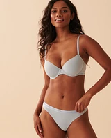 Microfiber and Logo Elastic Band Thong Panty