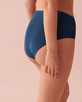 Culotte bikini taille haute microfibre et dentelle dos lisse