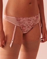 Embroidered Mesh Thong Panty