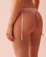 Embroidered Mesh Thong Panty