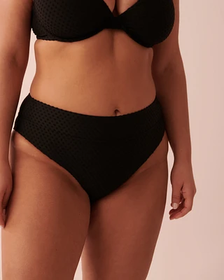 Bas de bikini coupe échancrée texturé