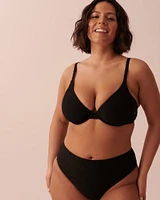 Bas de bikini coupe échancrée texturé