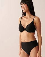 Bas de bikini coupe échancrée texturé