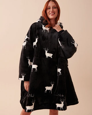 Chandail surdimensionné en peluche douce à motif cerf